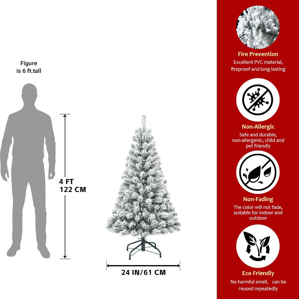 6FT Flocked Christmas Tree – Artificial Snowy Holiday Tree with 678