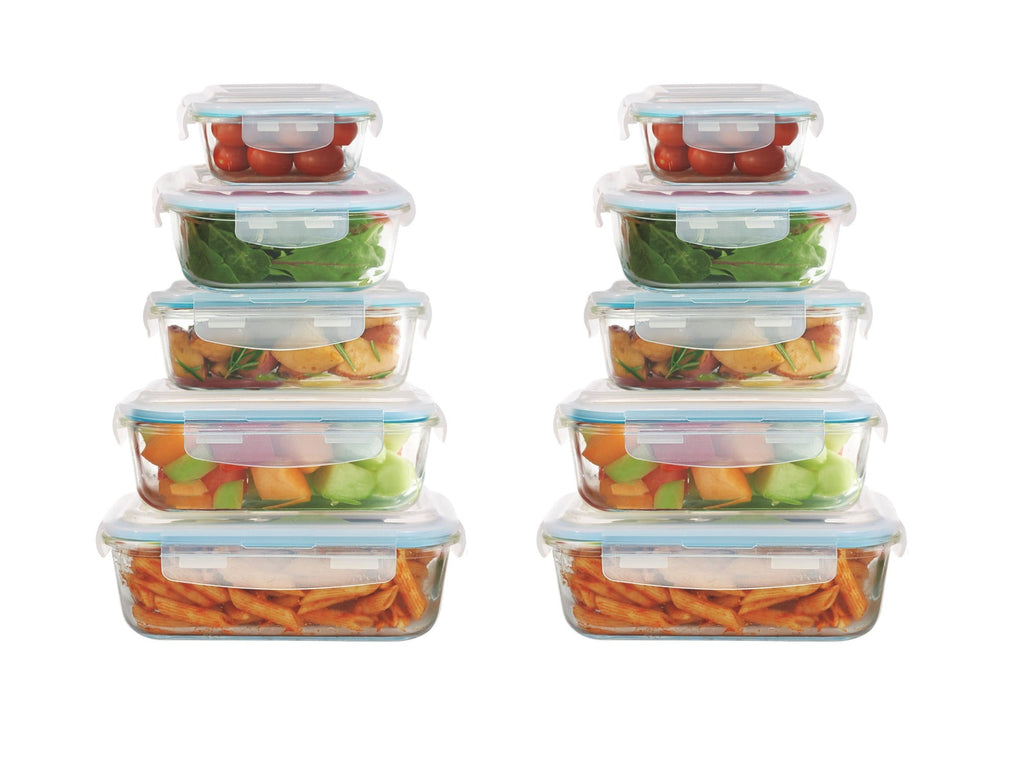 20-Piece Glass Food Storage Containers with Airtight Locking Lids (10 Containers + 10 Lids)-0