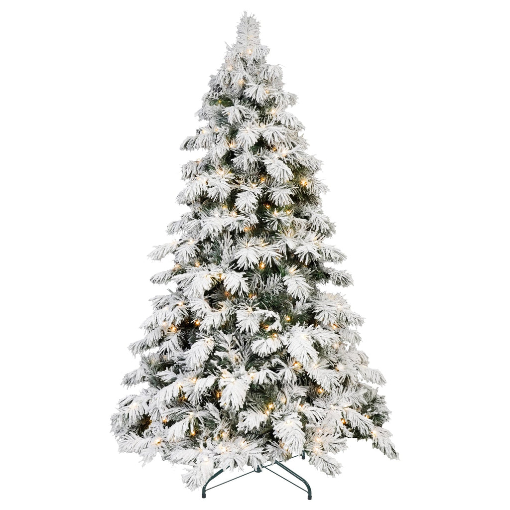 8ft Flocked Scarecrow-Shaped Christmas Tree with 470 Warm White LED