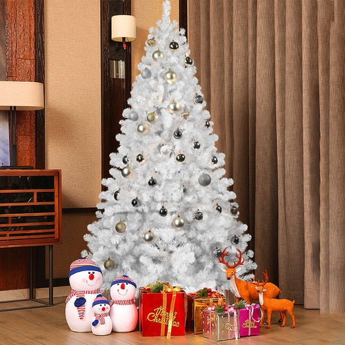 7.5ft White Christmas Tree with Memory Wire, 1200 Tips Hinged