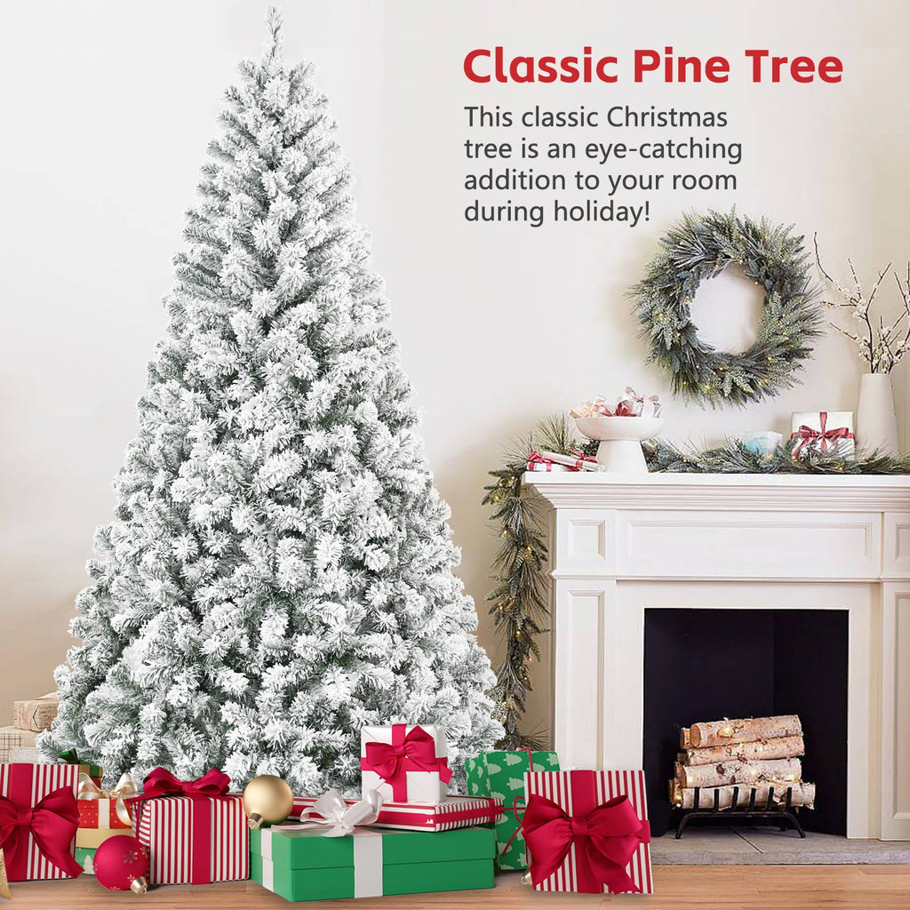 6FT Flocked Christmas Tree – Artificial Snowy Holiday Tree with 678