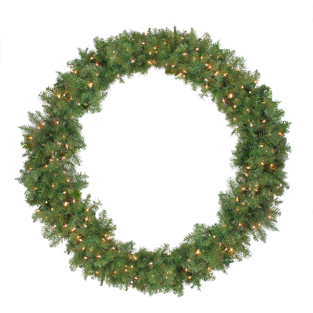 48" Pre-Lit Northern Pine Artificial Christmas Wreath with 200 Clear Lights – Indoor/Outdoor Holiday Decor
