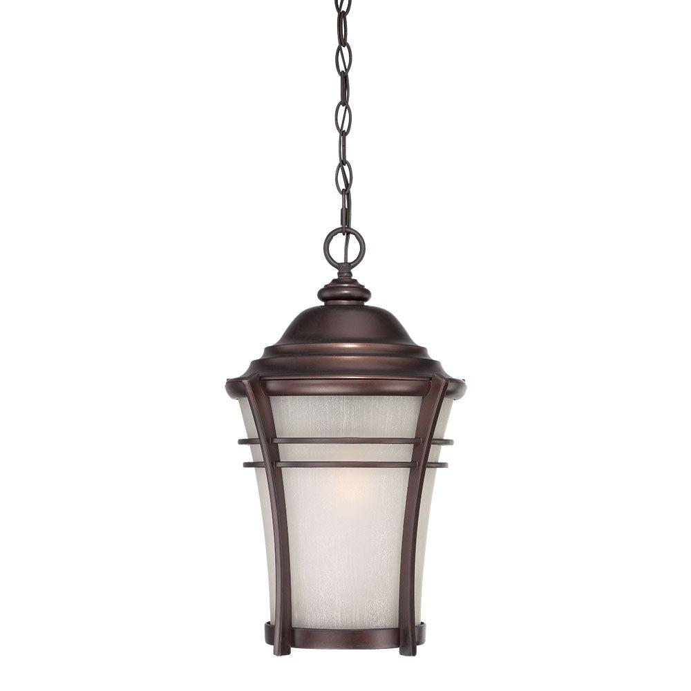 Frosted Glass Bronze Hanging Lantern / Vintage Outdoor Pendant Light