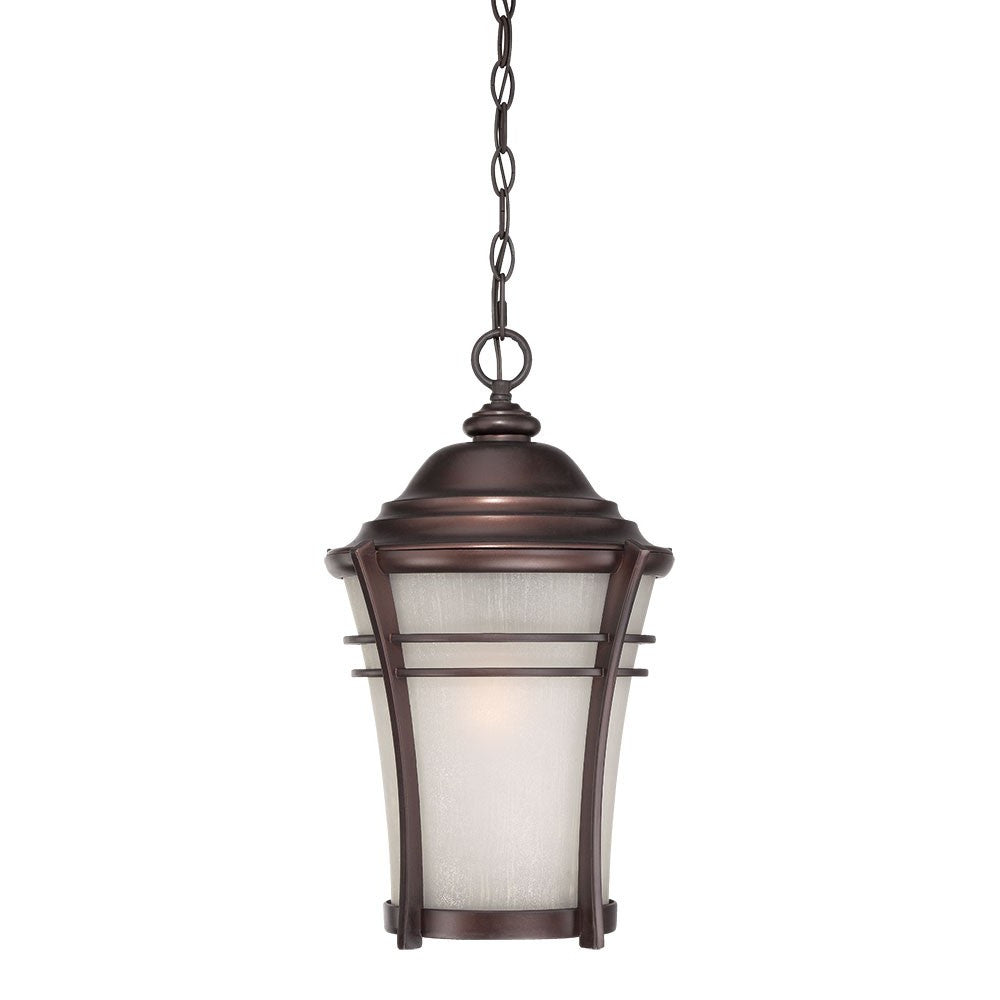 Frosted Glass Bronze Hanging Lantern / Vintage Outdoor Pendant Light