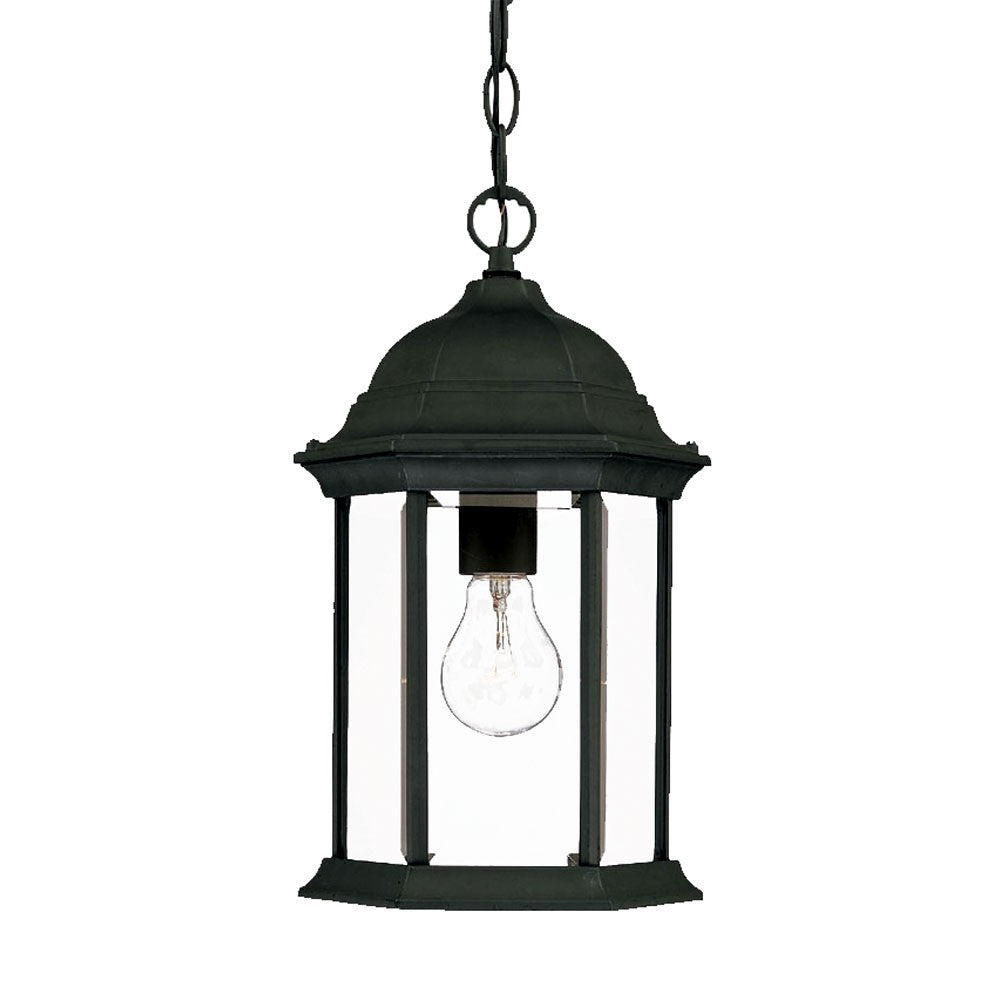 Matte Black Glass Lantern Wall Light – Vintage Outdoor Sconce for Porch & Garden-0
