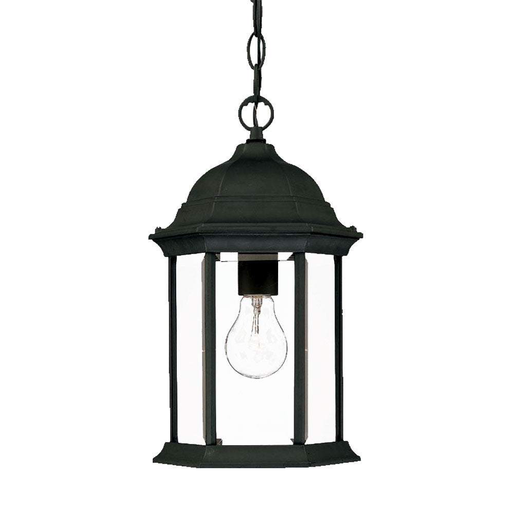 Matte Black Glass Lantern Wall Light – Vintage Outdoor Sconce for Porch & Garden-2