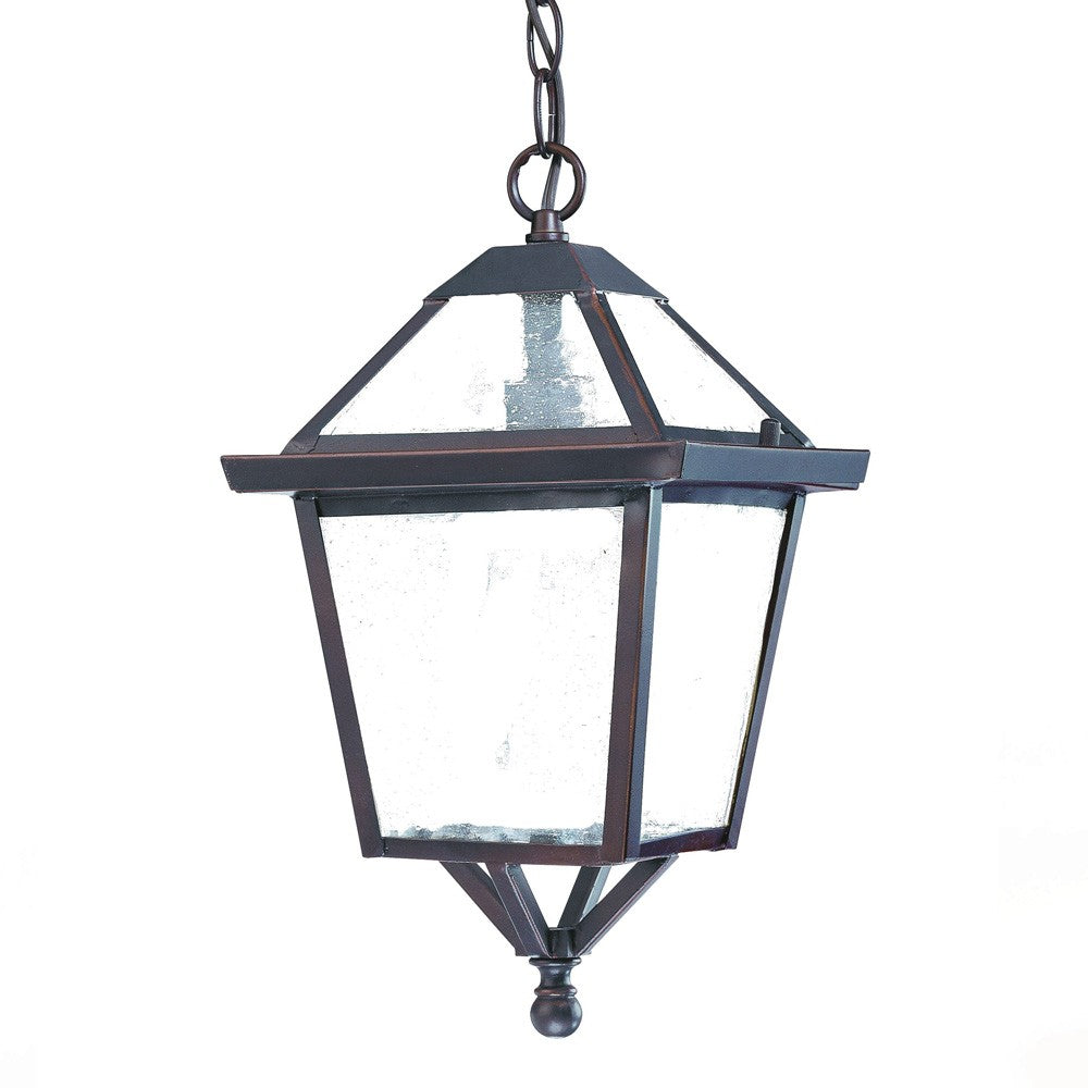 Antique Bronze Glass Hanging Lantern Light - Classic Outdoor Pendant for Porch, Patio & Garden