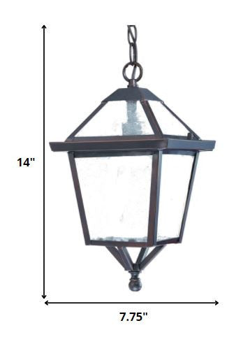 Antique Bronze Glass Hanging Lantern Light - Classic Outdoor Pendant for Porch, Patio & Garden