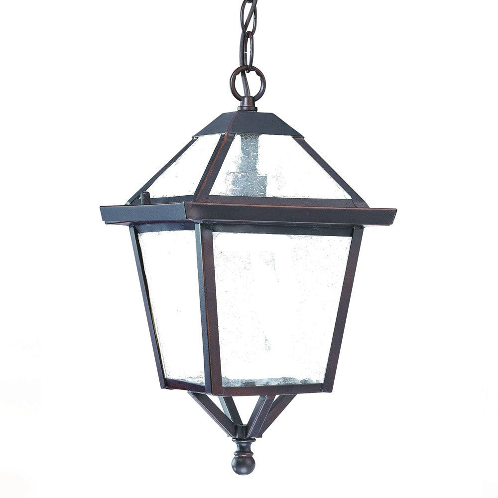 Antique Bronze Glass Hanging Lantern Light - Classic Outdoor Pendant for Porch, Patio & Garden