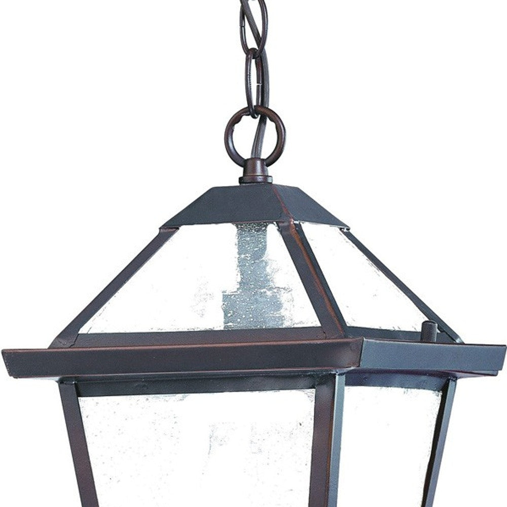 Antique Bronze Glass Hanging Lantern Light - Classic Outdoor Pendant for Porch, Patio & Garden