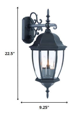 Matte Black Hanging Ornamental Lantern Wall Light-5