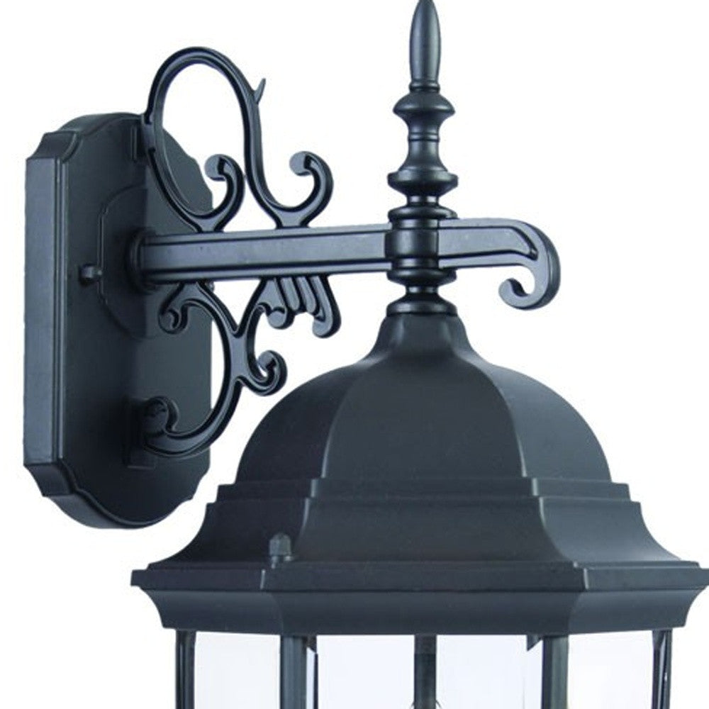 Matte Black Hanging Ornamental Lantern Wall Light-3