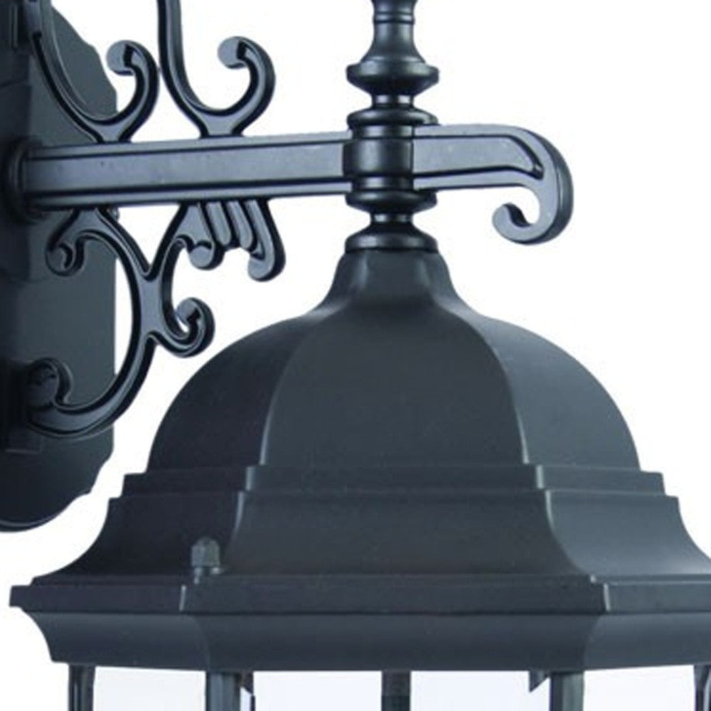 Matte Black Hanging Ornamental Lantern Wall Light-4