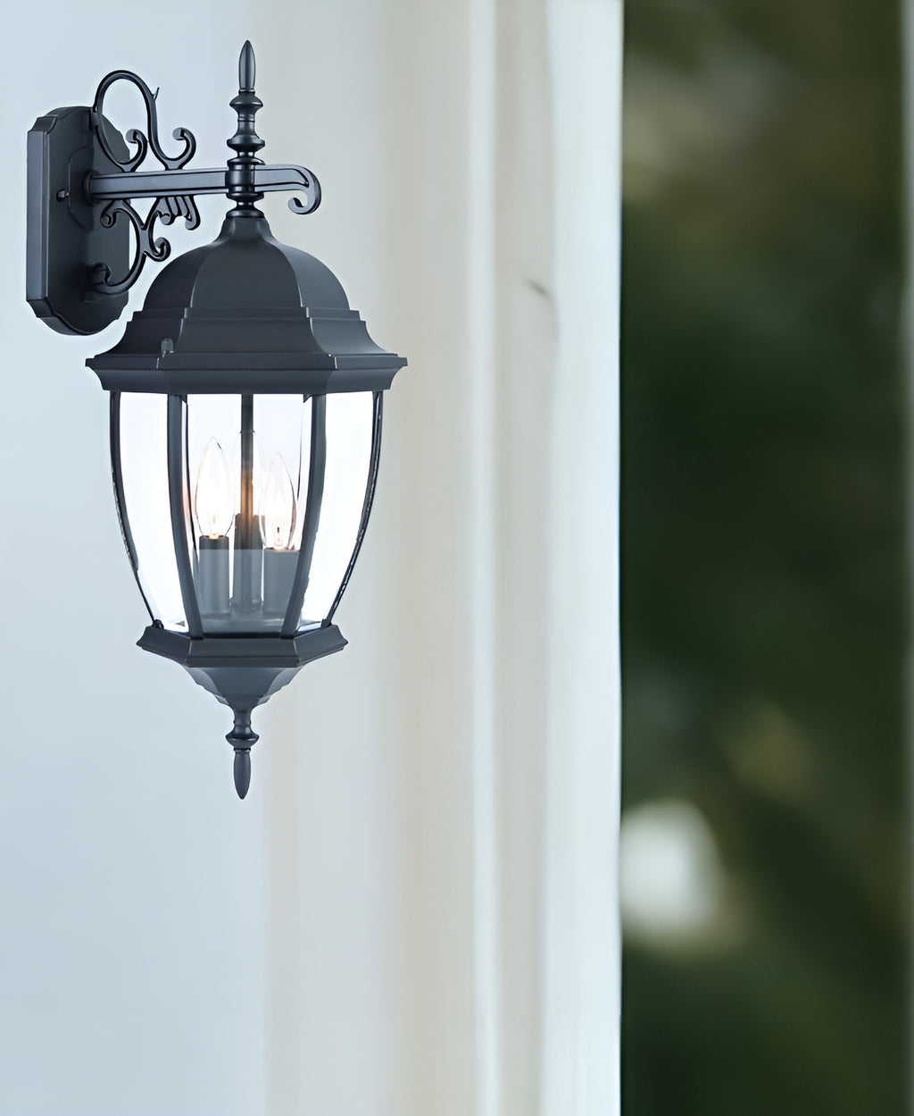 Matte Black Hanging Ornamental Lantern Wall Light-1