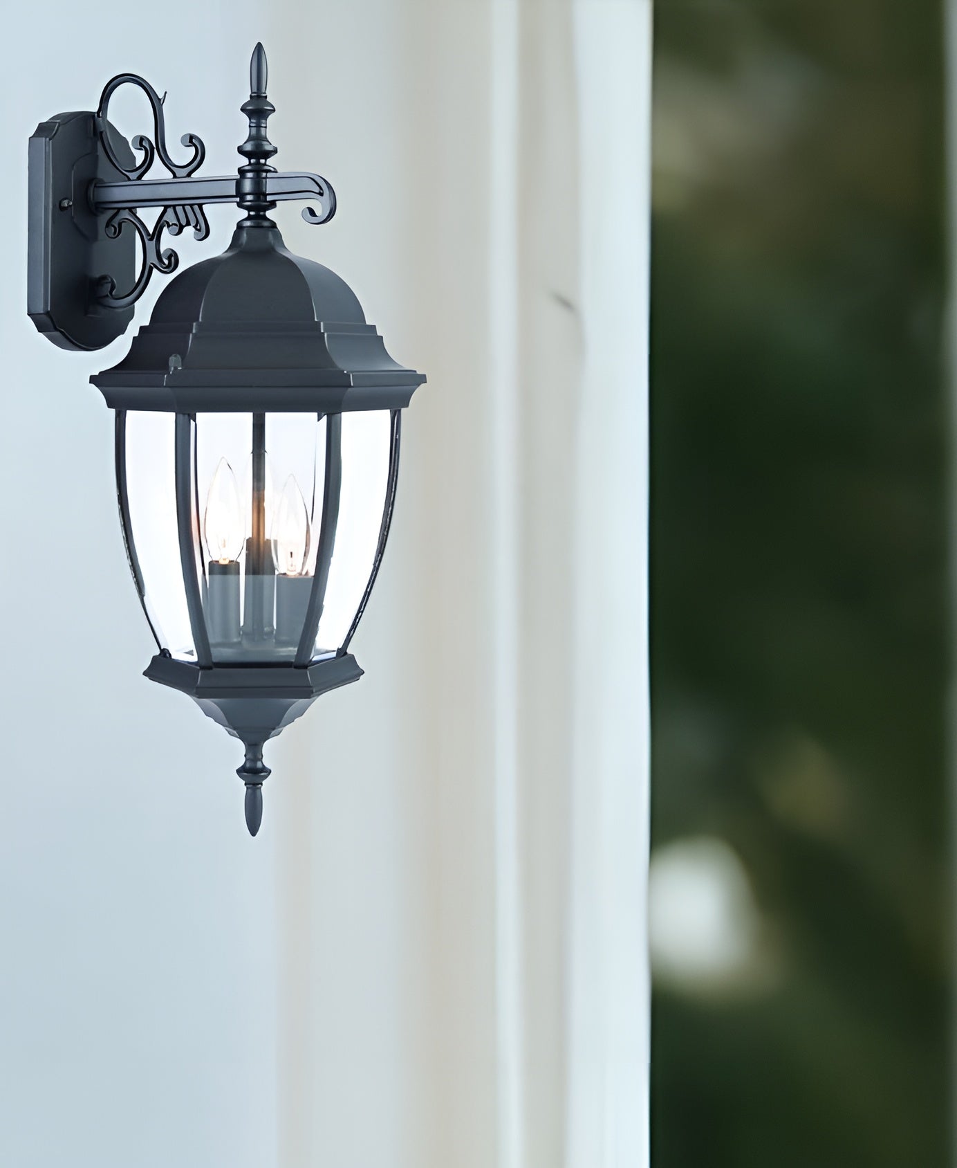 Matte Black Hanging Ornamental Lantern Wall Light-1