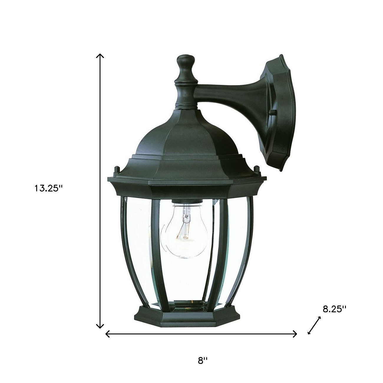 Matte Black Wide Hanging Lantern Wall Light-4