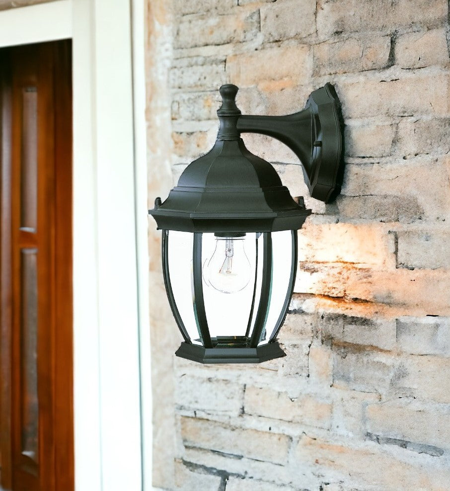 Matte Black Wide Hanging Lantern Wall Light-1