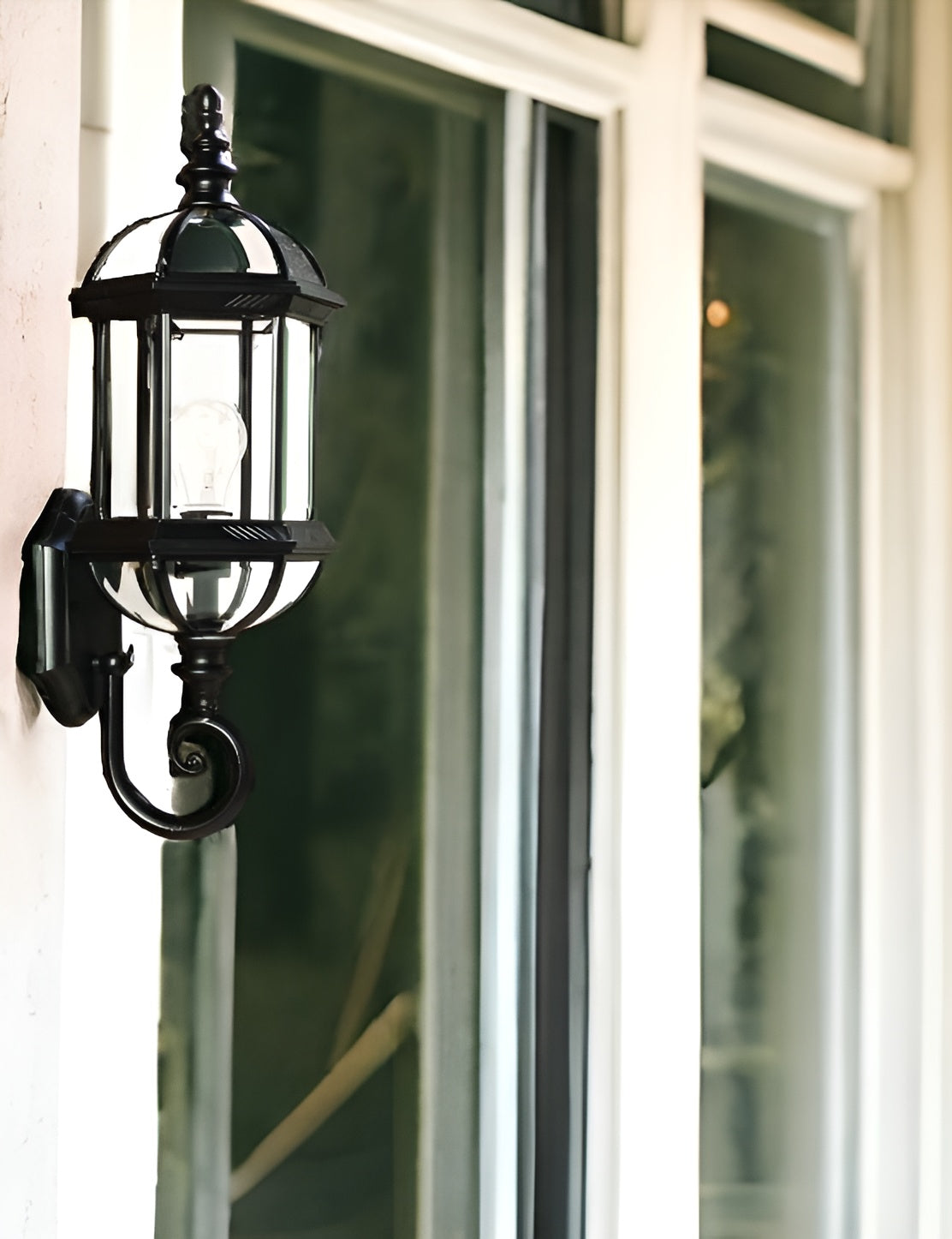 Matte Black Cylindrical Lantern Wall Light-1