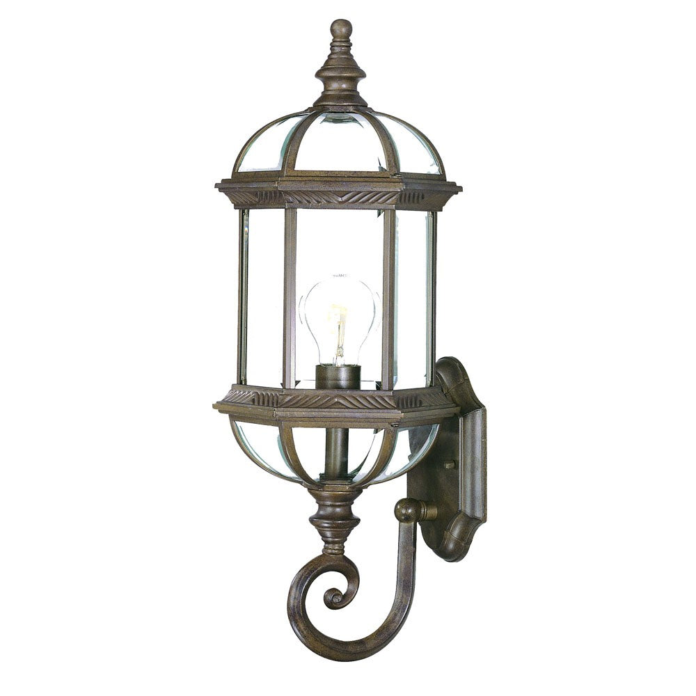 Antique Brown Cylindrical Lantern Wall Light - Rustic Outdoor Vintage Wall Sconce For Porch & Garden