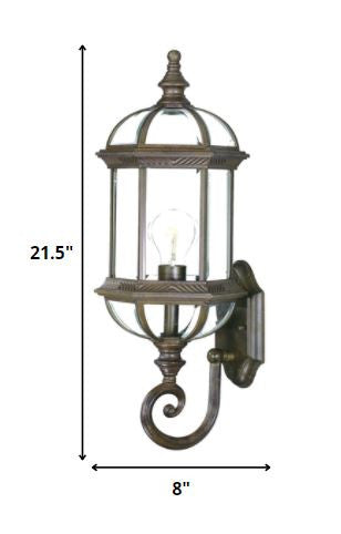 Antique Brown Cylindrical Lantern Wall Light - Rustic Outdoor Vintage Wall Sconce For Porch & Garden