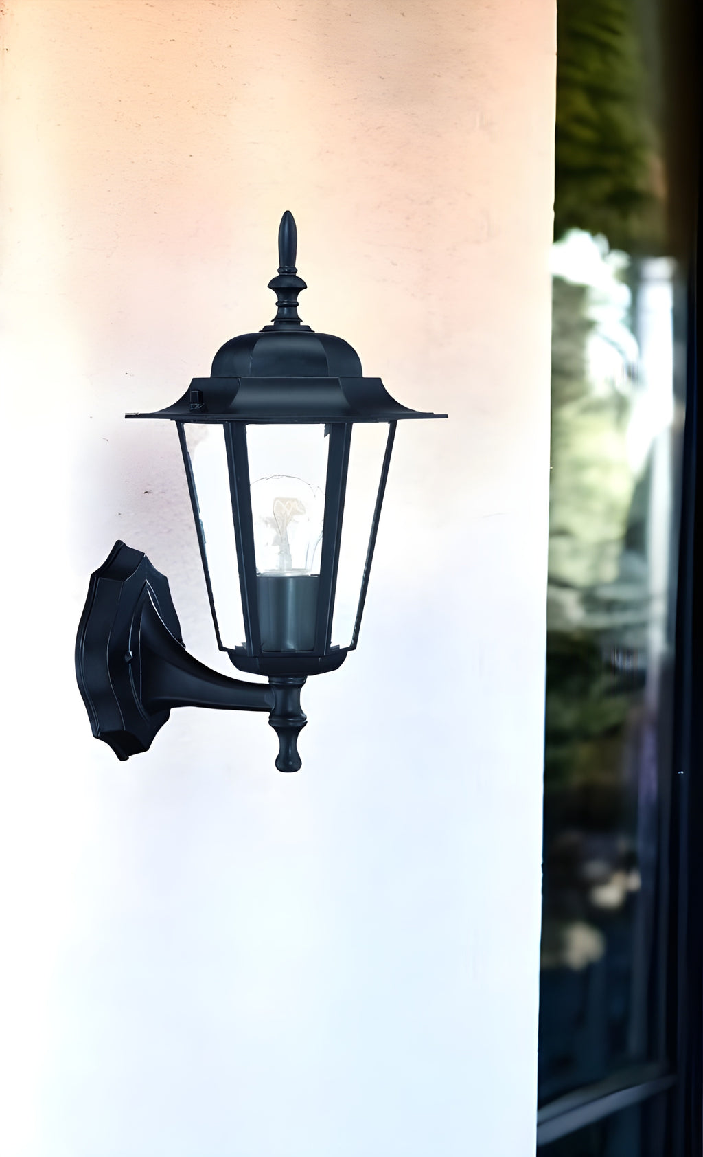 Matte Black Glass Lantern Wall Light-1