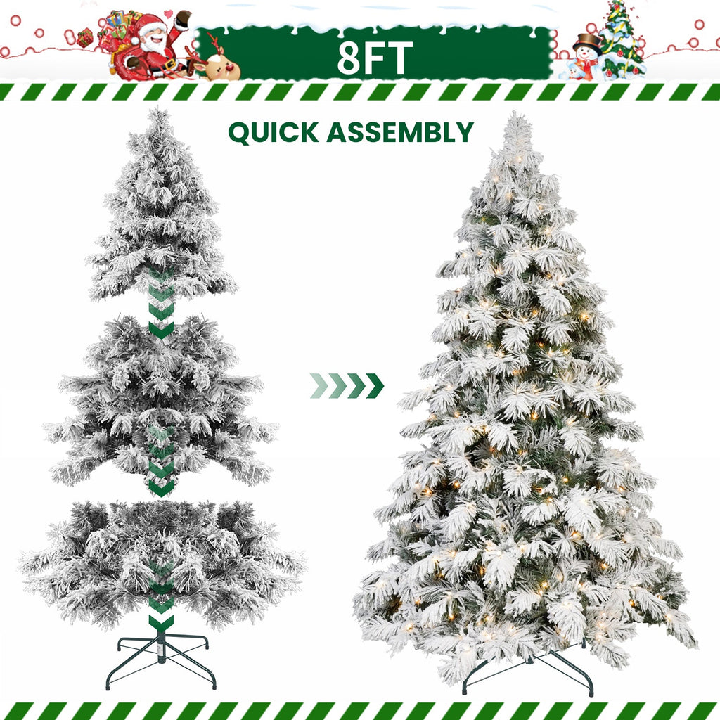 8ft Flocked Scarecrow-Shaped Christmas Tree with 470 Warm White LED