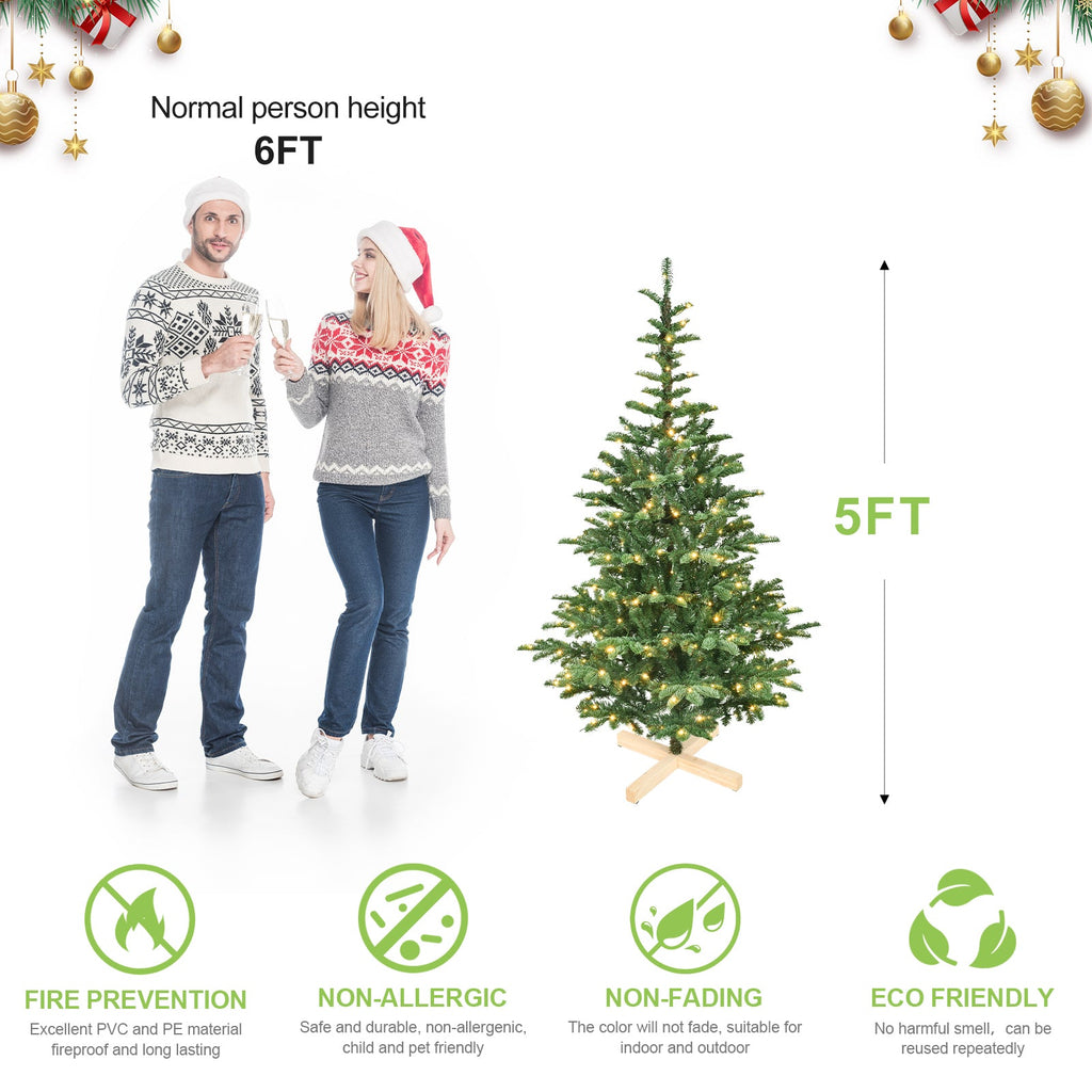 8ft Pre-Lit Christmas Tree with 500 Warm White LED Lights, 1307 PE+PVC