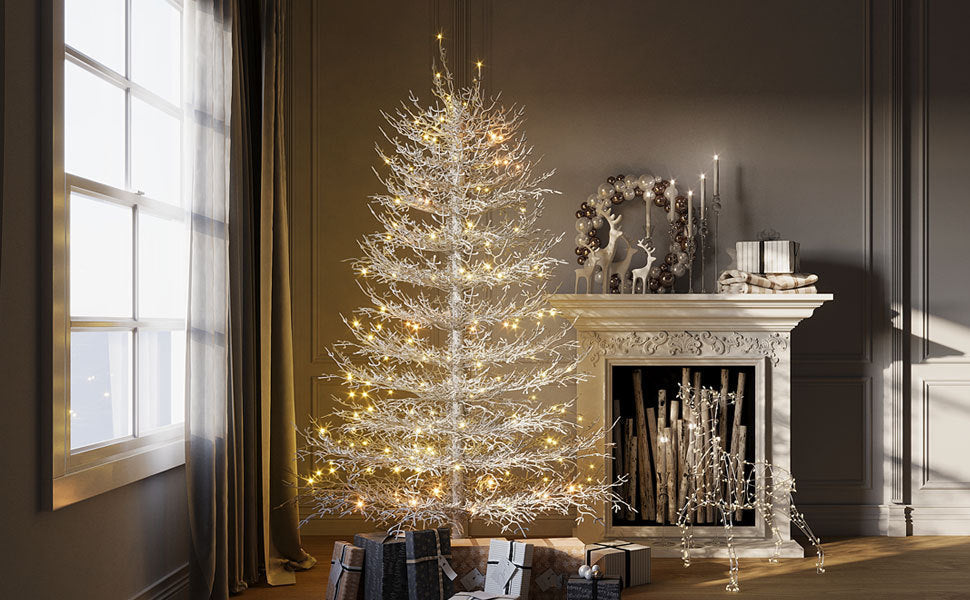 6FT Pre-lit  Aspen Fir  Artificial Christmas Tree, Hinged Xmas Tree