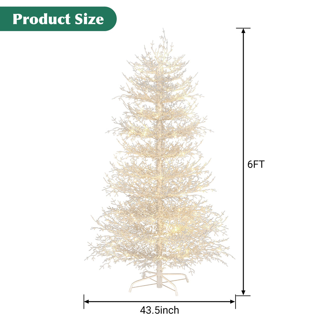 6FT Pre-lit  Aspen Fir  Artificial Christmas Tree, Hinged Xmas Tree