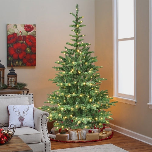 8ft Pre-Lit Christmas Tree with 500 Warm White LED Lights, 1307 PE+PVC