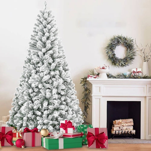 6FT Flocked Christmas Tree – Artificial Snowy Holiday Tree with 678