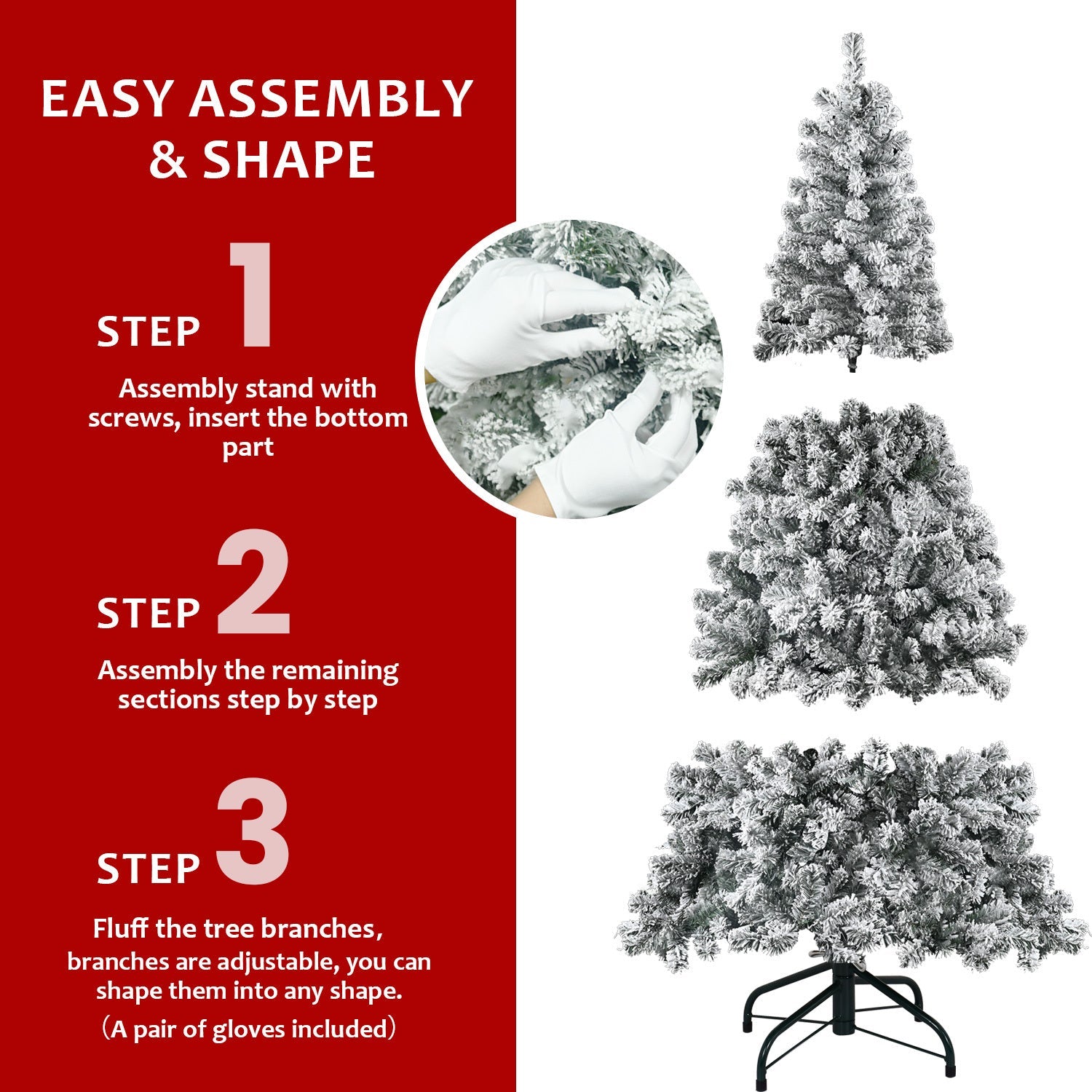 6FT Flocked Christmas Tree – Artificial Snowy Holiday Tree with 678