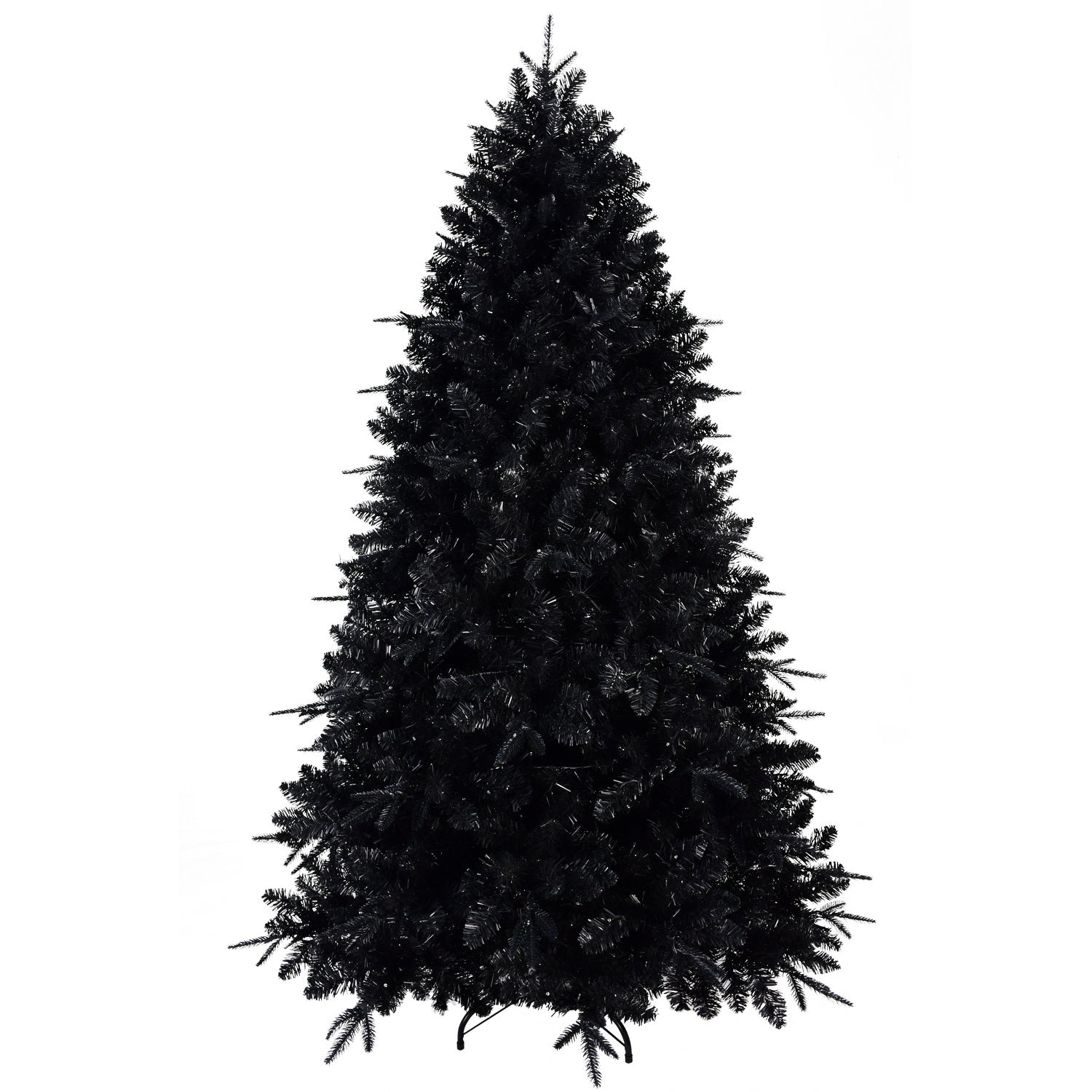 7.5ft Black Christmas Tree with 500 White LED Lights, 2156 Tips PE+PVC