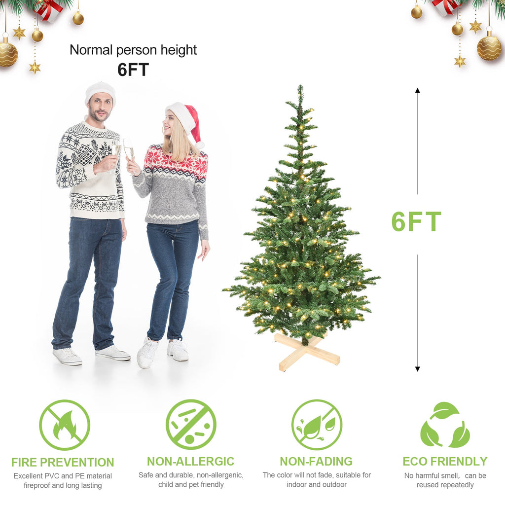 8ft Pre-Lit Christmas Tree with 500 Warm White LED Lights, 1307 PE+PVC