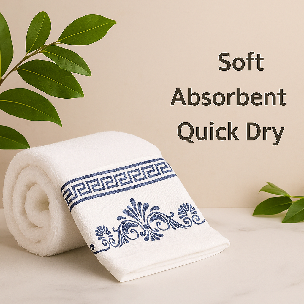 EMike Alley 3-Piece Luxury White Cotton Towel Set – 1 Bath Towel + 2 Hand Towels